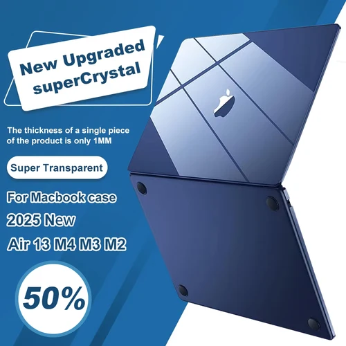 Para MacBook Air 13 M4 funda 2025 para Macbook Air 13 M3 M2 2024-2022 funda protectora dura ultrafina-transparente medianoche