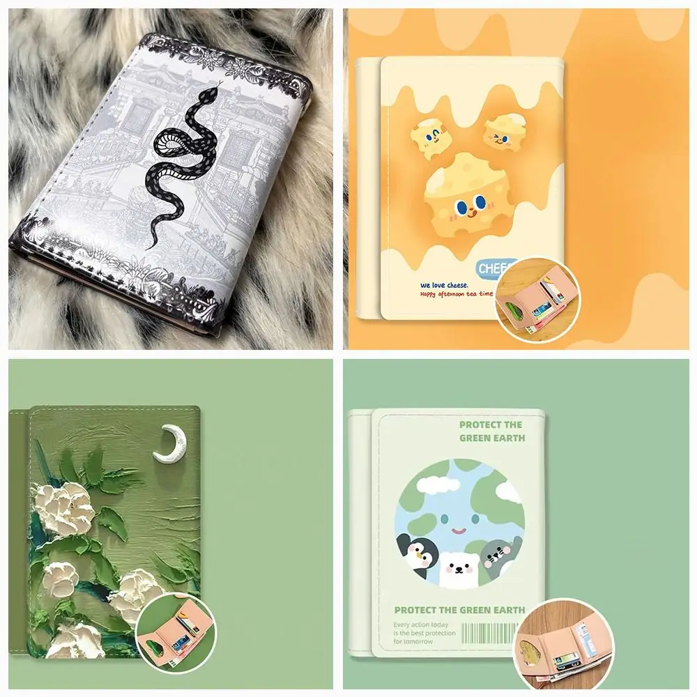 New Money Clip Women Short Wallet Multiple Card Positions Cute Cartoon Women Clutch Triple Fold Leather Purse