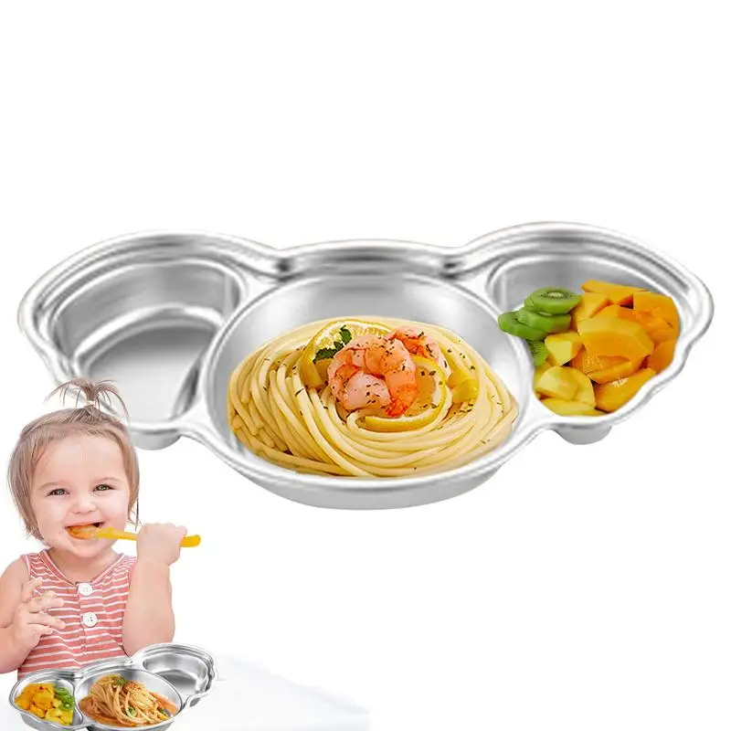 Fun Kids Plates Koala Stainless Steel Food Plate Cute Kindergarten Dinnerware Multifunctional Food Plates For School Nursery