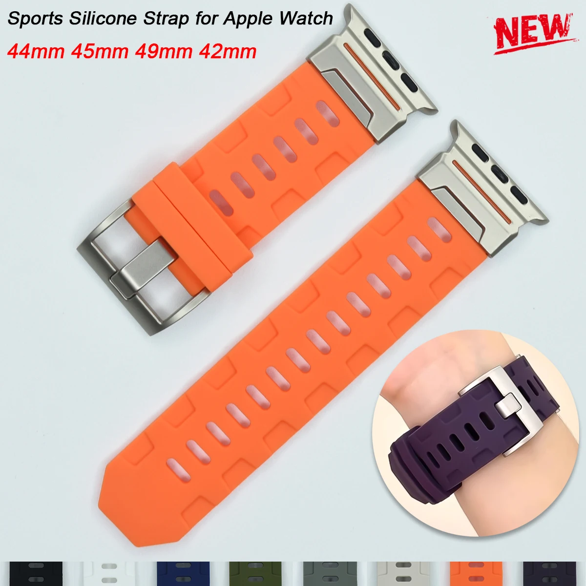 Силиконовый ремешок для Apple Watch Strap Ultra 2 49 мм 45 мм 44 мм 42 мм Soft Sports Correas для apple IWatch Series 9 8 7 6 5 4 Браслет
