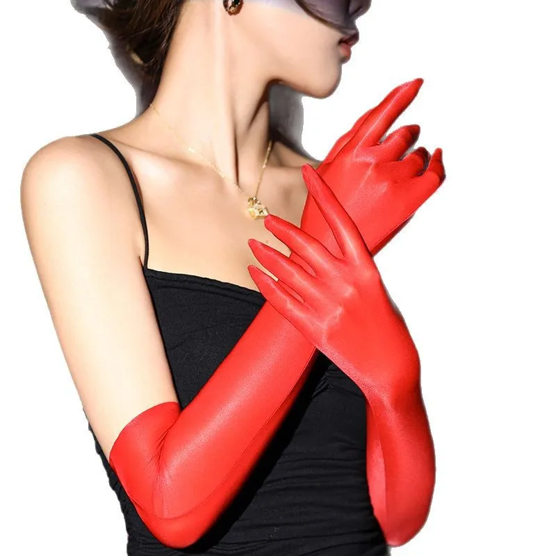 

5D Stocking Gloves Unisex Ultra-thin Silky Glossy Five Finger Gloves Oil Shiny High-density Glove for Men Women,unisex