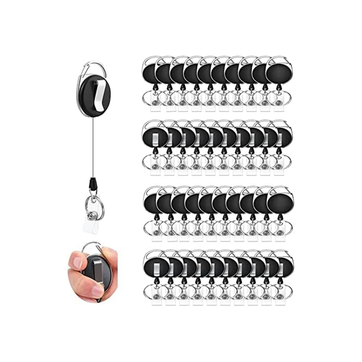 

40 Pcs Retractable ID Badge Reel with Belt Clip and Key Ring, Heavy Duty Badge Holder for Doctors Nurse Office Workers