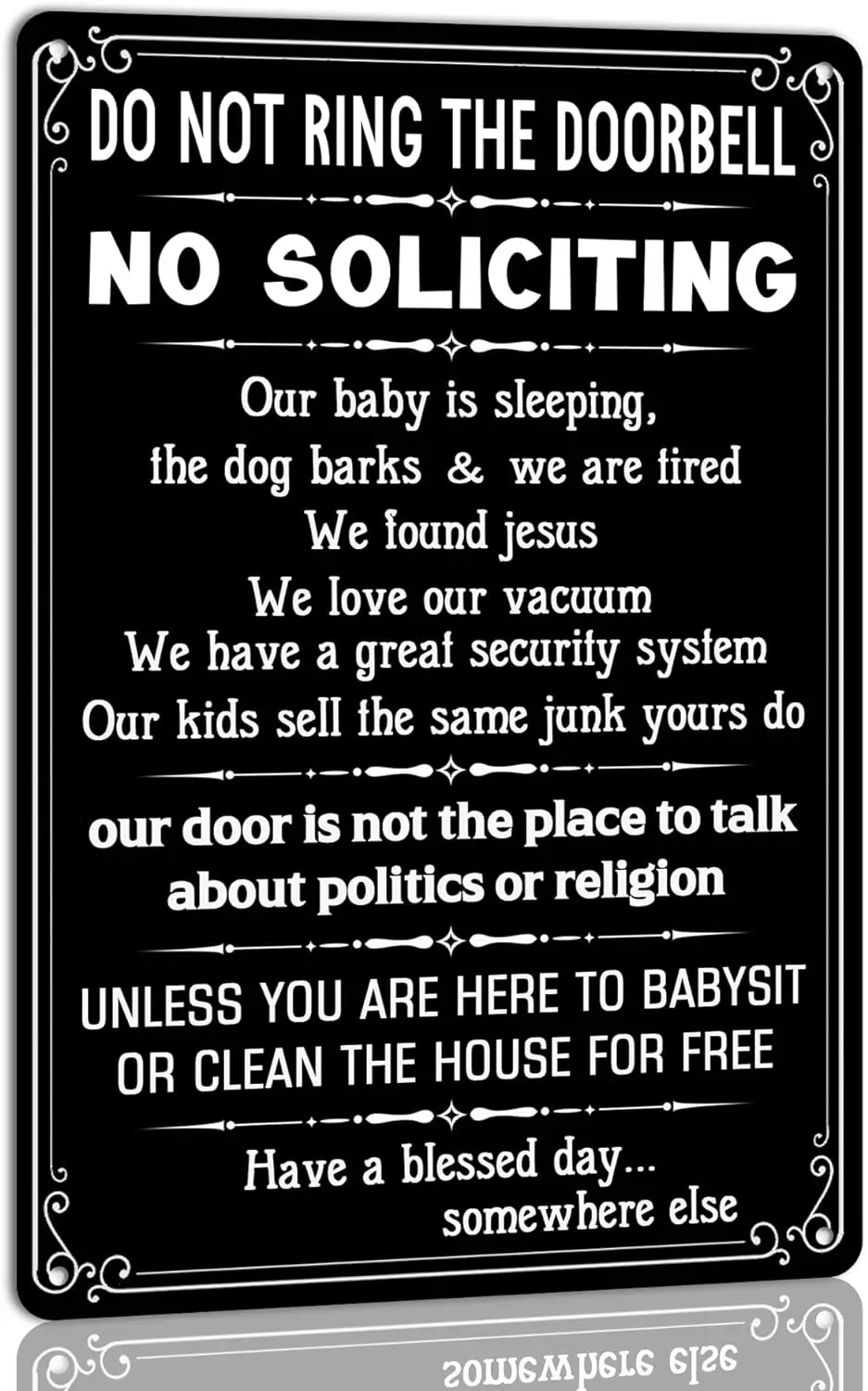 No Soliciting Sign Do Not Ring the Doorbell Metal Tin Sign Baby Is Sleeping Humorous Visitor Sign for House Door Bedroom Home Wa