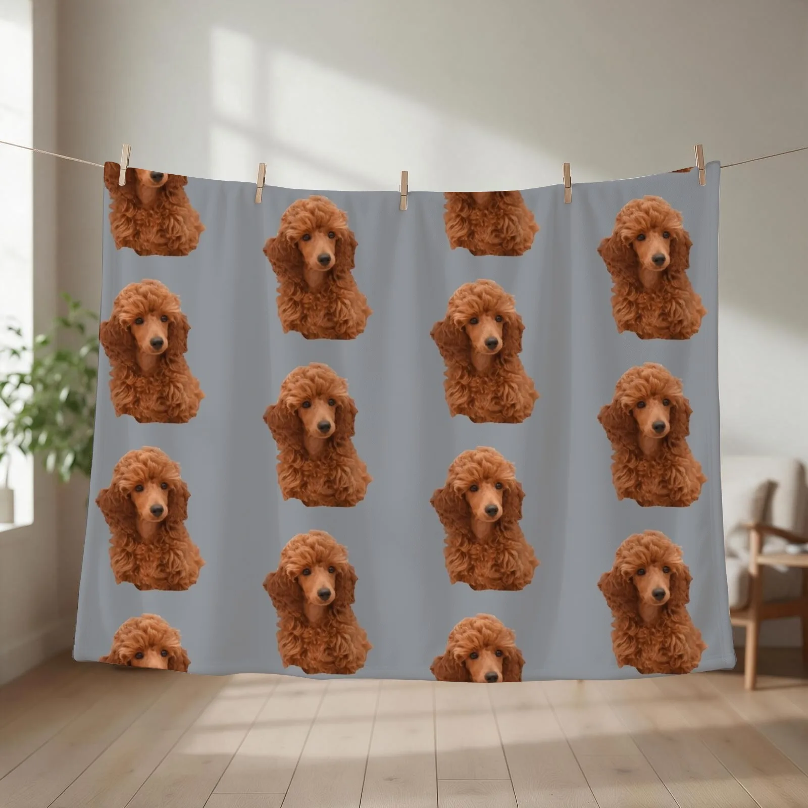 Cute adorable red poodle puppy Throw Blanket couch cozy soft plush fuzzy picnic outdoor blanket