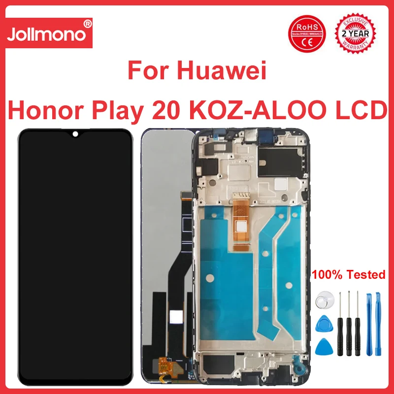 

6.52'' For Honor Play 20 Lcd Display Touch Screen Digitizer Assembly For Honor Play 20 KOZ-AL00 Screen With Frame