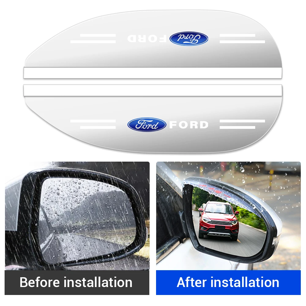 2Pcs Car Styling Rear View Mirror Rain Eyebrow Rainproof Cover Sticker For Ford Fiesta Ranger Focus Mondeo C-Max Fusion Ranger