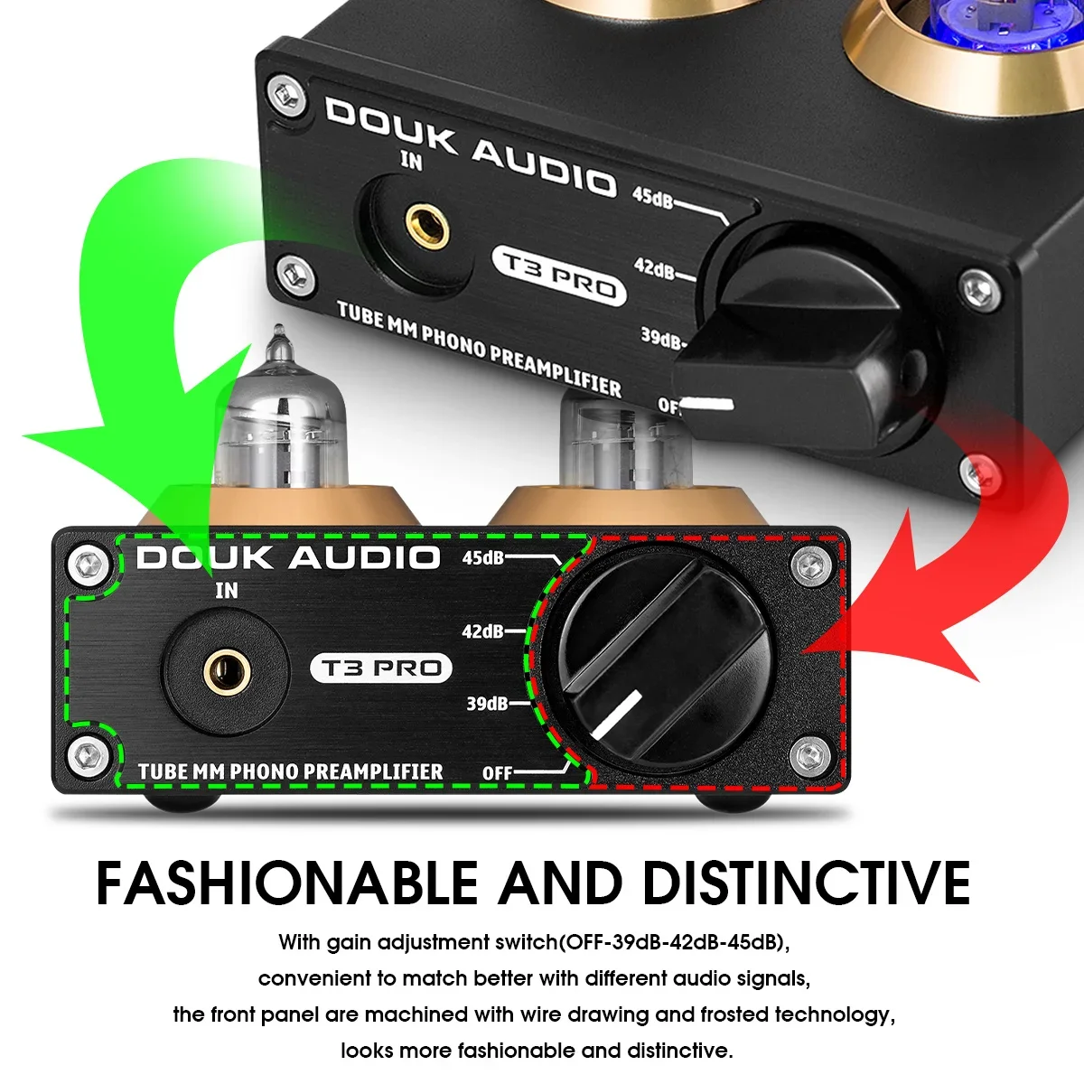 Douk Audio T3 PRO Mini MM RIAA  Phono Turntable Preamp Line Level Amp HiFi Stereo RCA Valve Tube Desktop Preamplifier