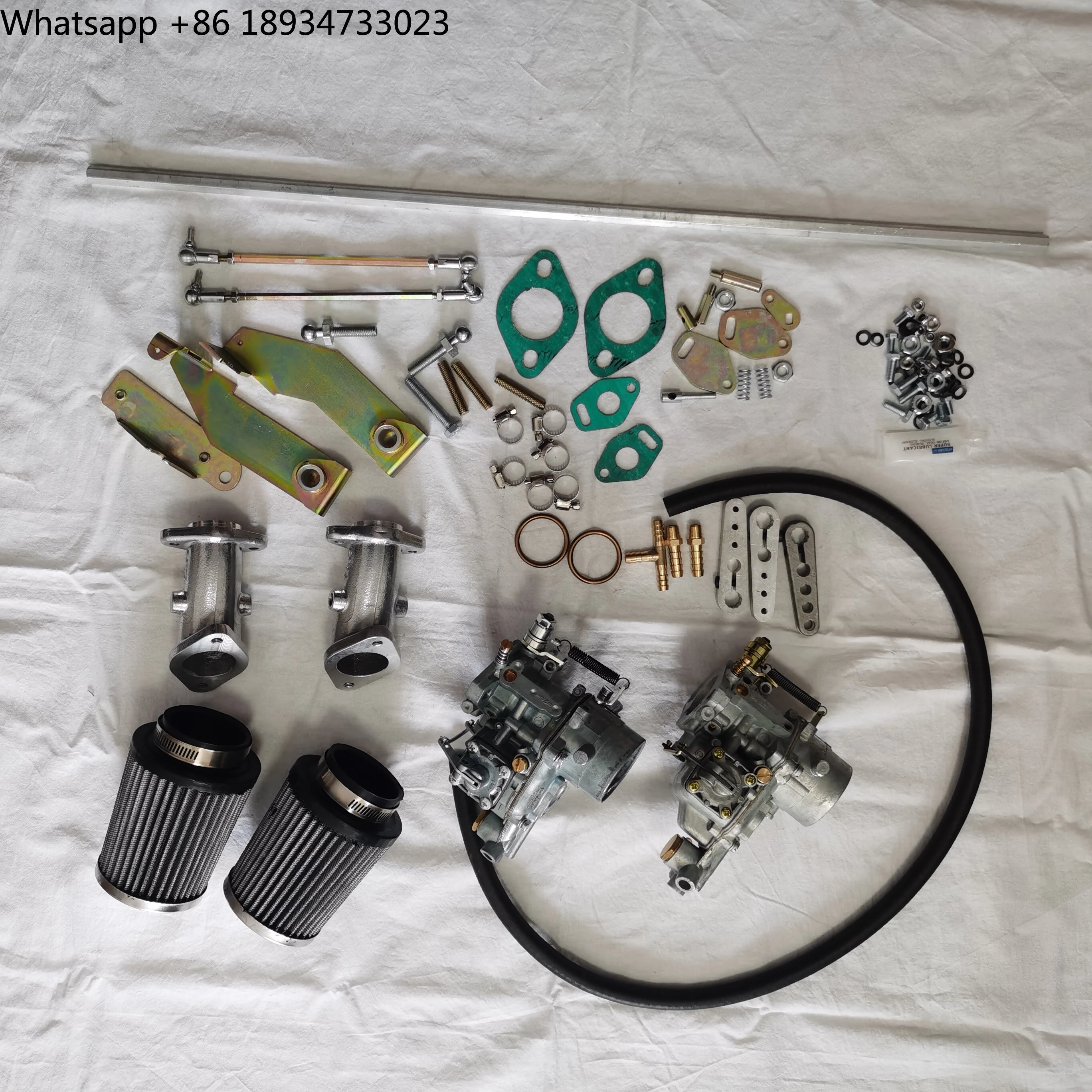 CZ5-2-34-8A  DUAL 34ICT CARBURETOR for VW TYPE 1  FAJS 34ICT CARB KIT Single  Port Manifold Top Rod Linkage