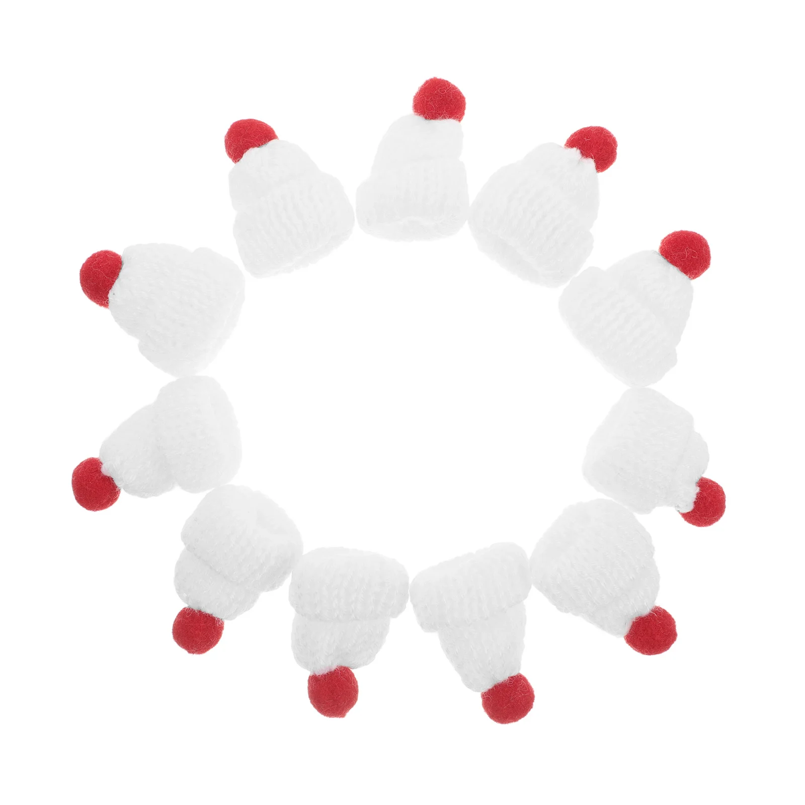 12Pcs Mini Knit Santa Hats Handmade Xmas Tree Ornaments Soft Wool Tiny Baby Dress Up Accessories Tiny Christmas Hat