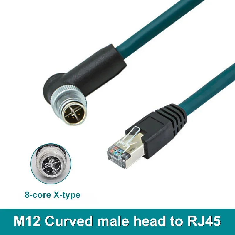 M12 8pin X-code to RJ45 Encoding Line for Congnex Industrial Ethernet Male X-type Network Cable 8-code Shield Cat6 Connector