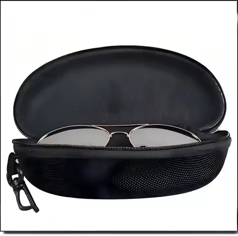 2026 new sports anti fall glasses case male and female EVA zipper box Oxford cloth glasses case portable hook anti pressure