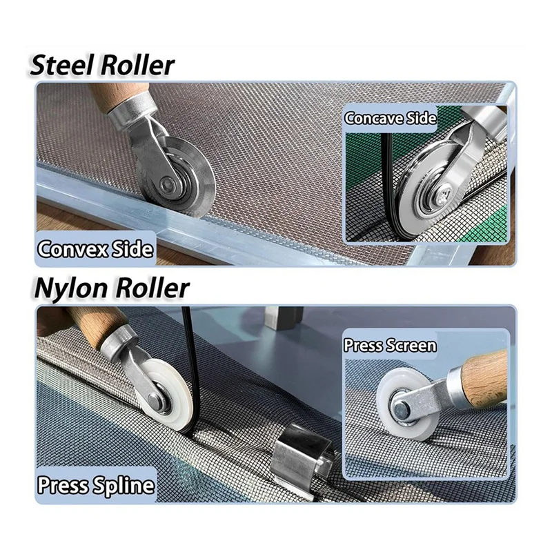 Screen Repair Kit, Screen Roller Tool, As Shown Nylon Roller 5-In-1 Screen Door Repair Kit For Installing Door And Window Grids