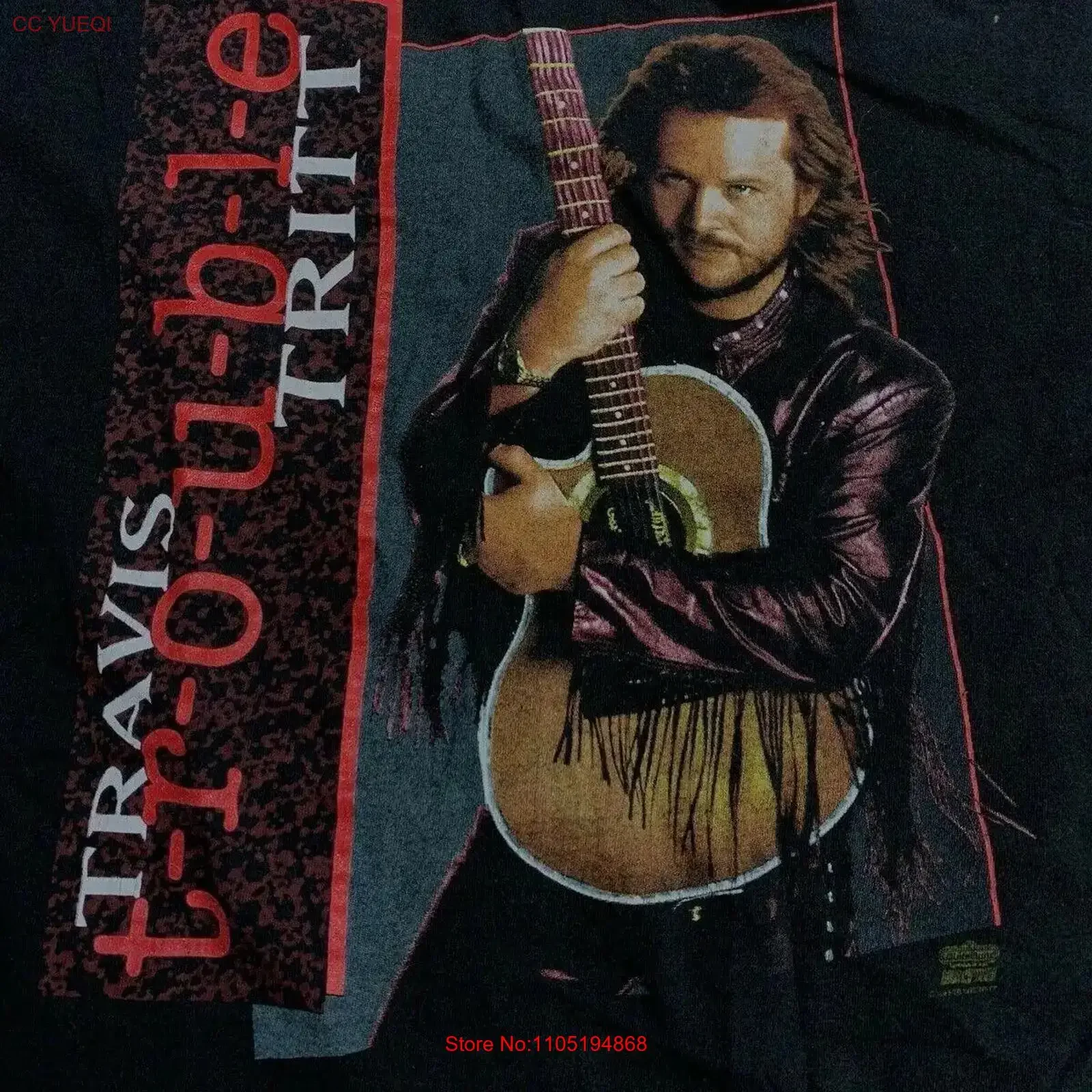 90's Travis Tritt Country Western Music Black S 234XL T shirt B202 vintage Washed Casual Versatile Stretched Slightly