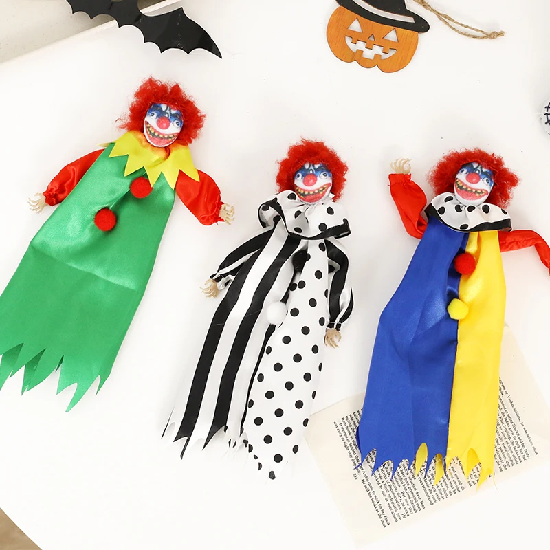 Scary Clown Doll Indoor Decor Halloween Props Home Decoration Halloween Clown Props Halloween Tree Hanging Ornaments Halloween T