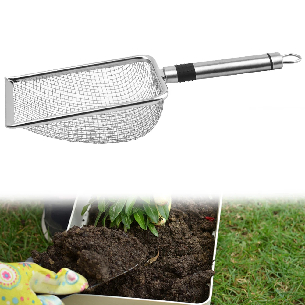 

1/4Pcs Garden Scoop 2/2.8/3.8/5mm Mesh Stainless Steel Garden Sieve Shovel Spoons Multifunctional For Garden Sifting Shovel Work