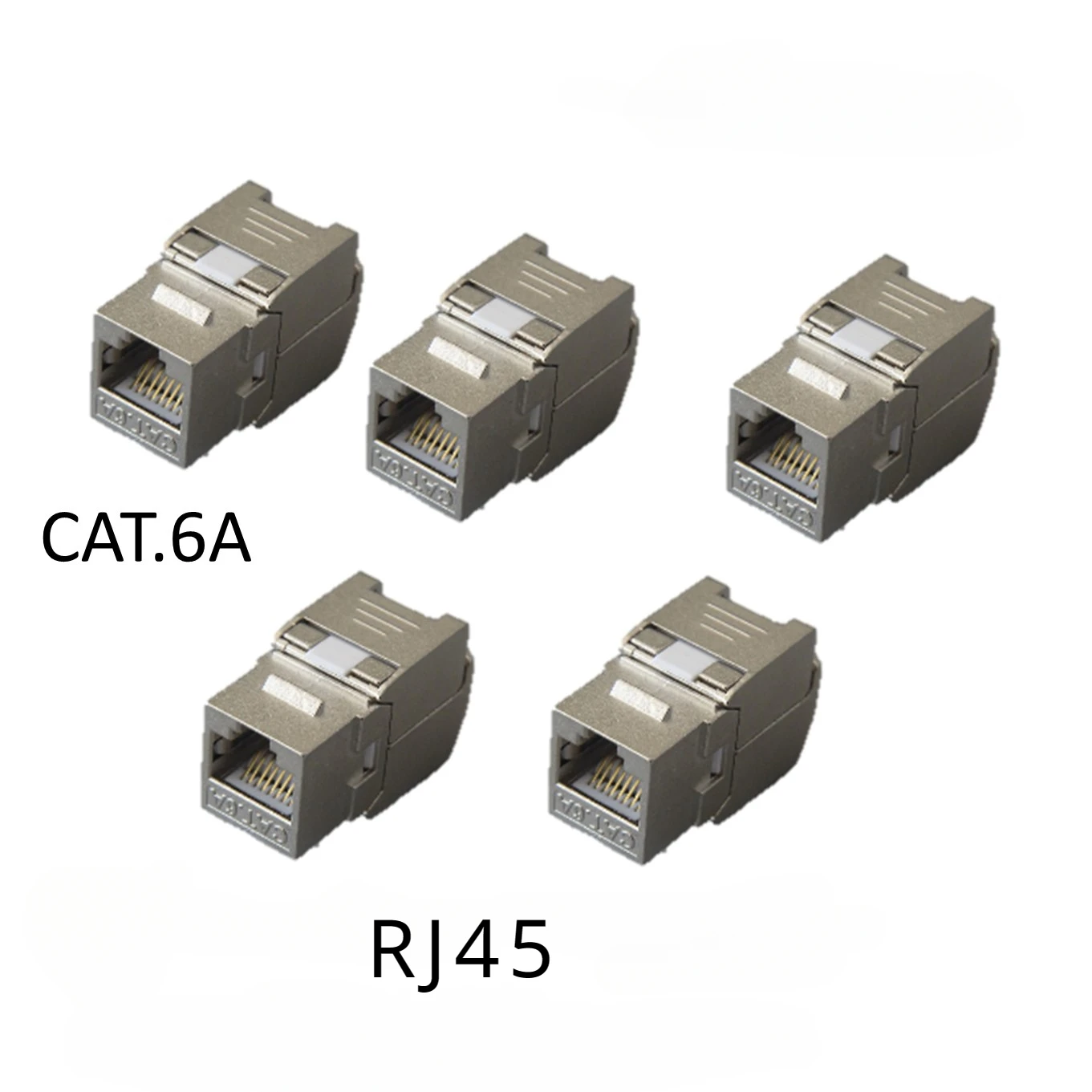 5 RJ45 Ethernet Keystone 180 degree 10 Gigabit jack clips with punch free module wall plugs, CAT.6A and CAT.7