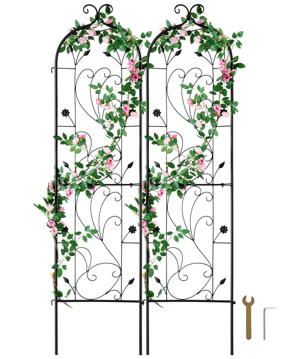 

2 Packs Metal Garden Trellis 60" x 15" for Climbing Plant Support Rustproof
