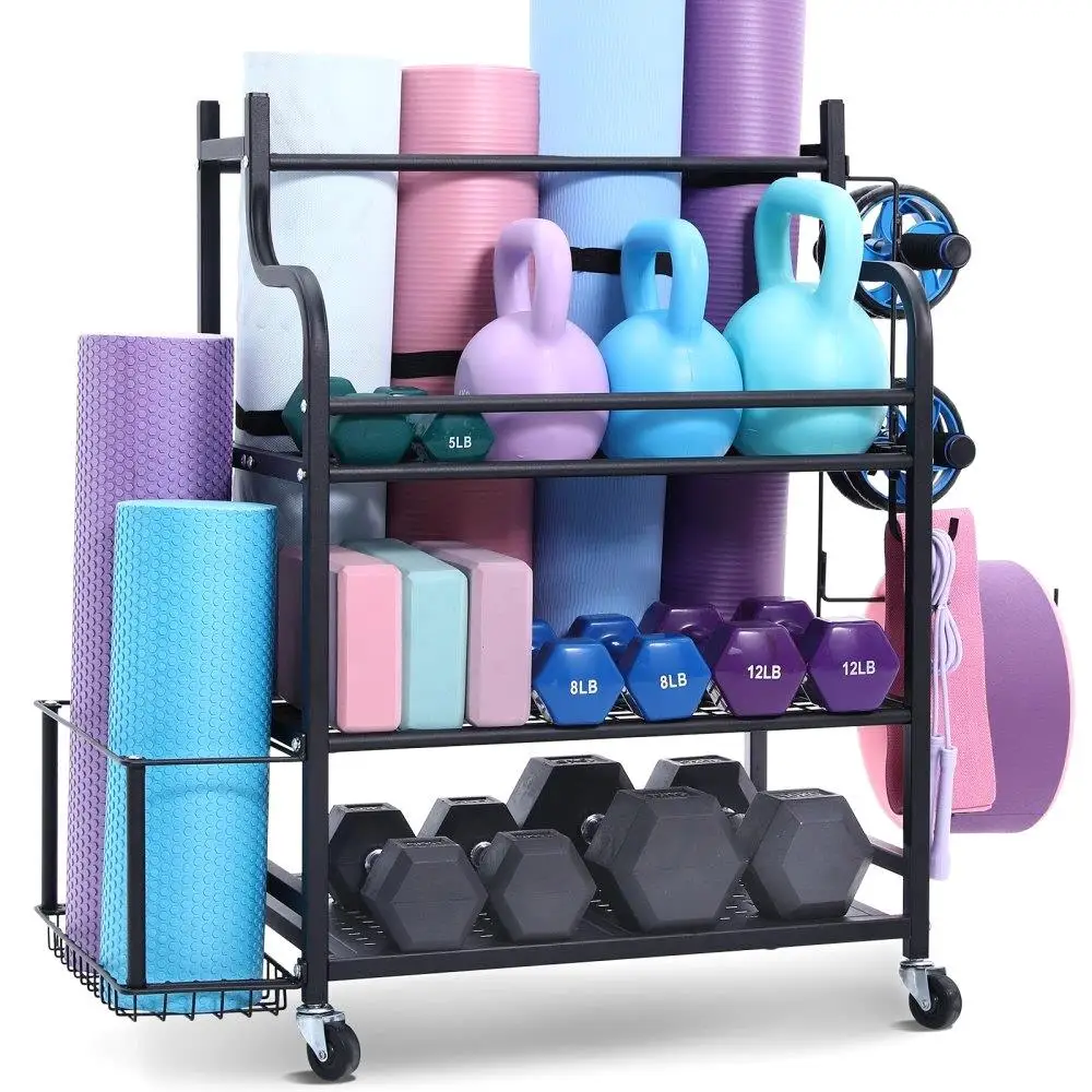 

Multi-Purpose Gym Equipment Organizer Yoga Mat Storage Rack Dumbbell Storage