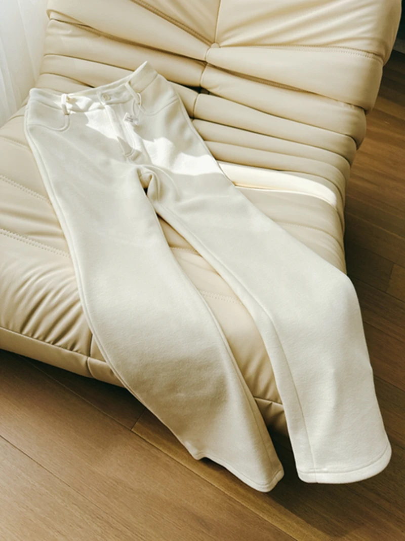 

Повседневные теплые облегающие брюки-клеш из флиса для женщин, эластичные длинные брюки для зимы, универсальные, из смесового хлопка