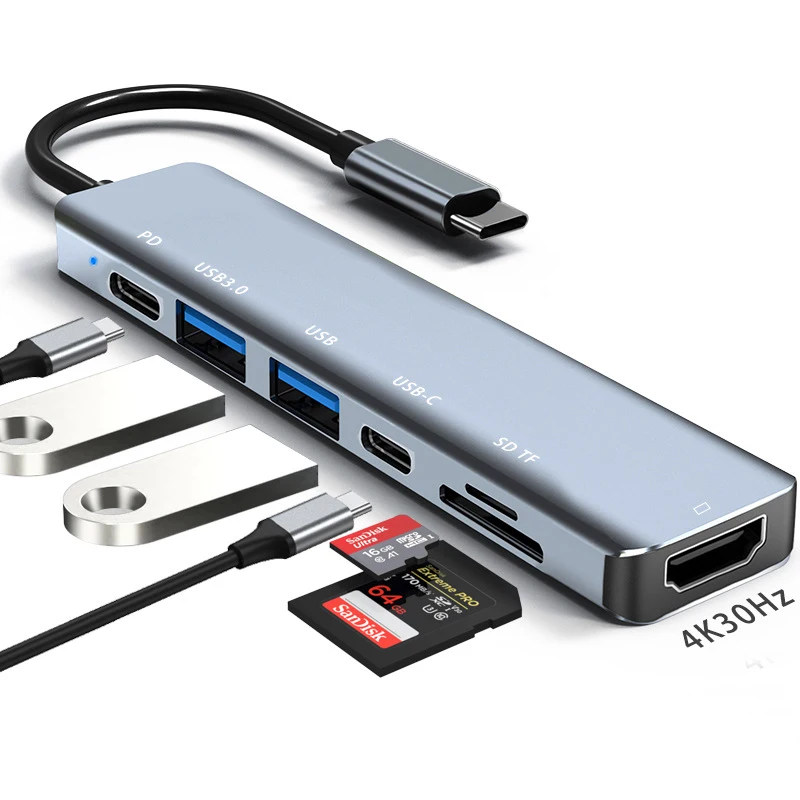 7-In-1 Docking Station USB Extender Suitable For Macbooktype-C 7-In-1 Expansion Of Apple Huawei Computers