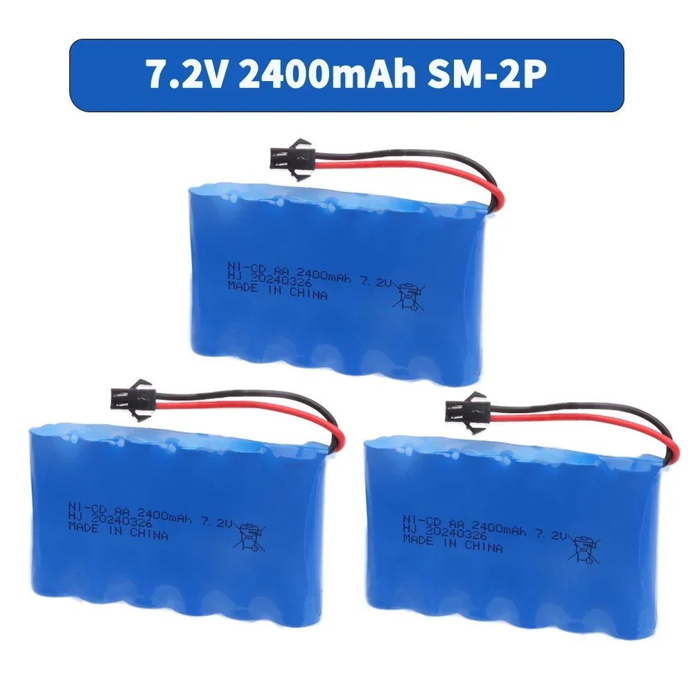 7.2V 2400mAh Ni-CD Oplaadbare AA Batterij met SM PLUG Voor Afstandsbediening Speelgoed Elektrische Auto accessoires 7.2 Volt M model - afbeelding 1