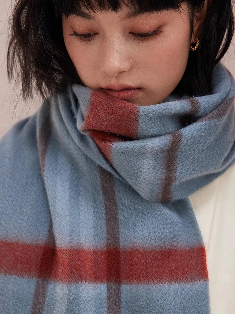 

Осенне-зимний теплый шерстяной шарф, модный бутиковый утолщенный шарф-шаль в британском стиле для пар, двойного назначения