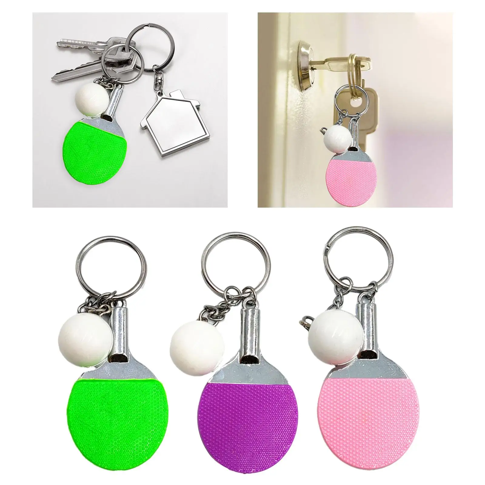 Table Tennis Keychain Sports Themes Key Metal for Anniversary Family