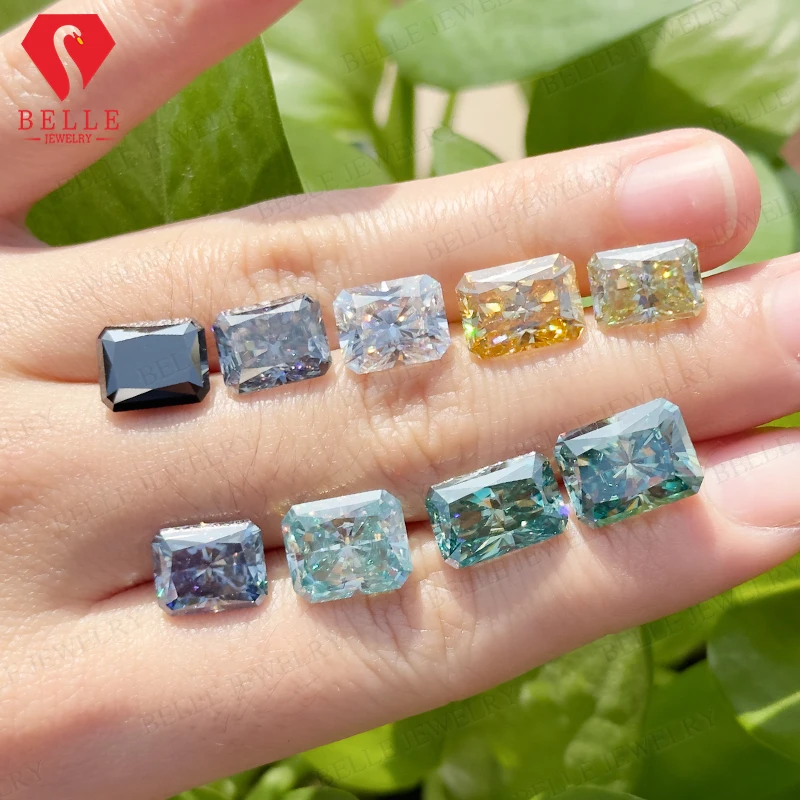 

Loose Moissanite Stones Multi Color Radiant Shape GRA VVS1 Brilliant Cut Gemstone Diamond for Engagement Jewelry Making Beads