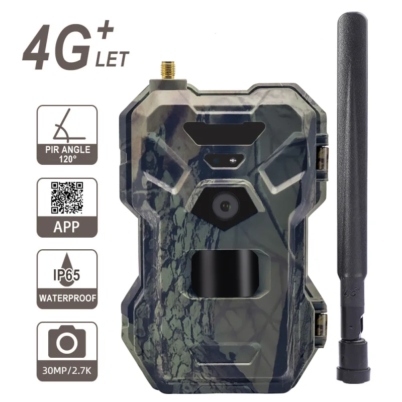 Outdoor 4G 30MP HD 2K APP Control Night Vision Trap Game 120 Degree Hunting Trail Cam Wireless Cellular Wildlife Camera Cam