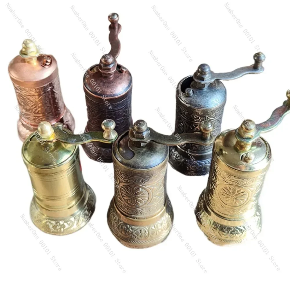 Red Copper Household Vintage Hand-Cranked Small Grinder, Soup Round Fillings, Coffee Beans