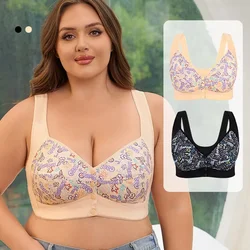 Stylish Printed A-G Cup Plus Size Bra -Front Closure Wireless Bra