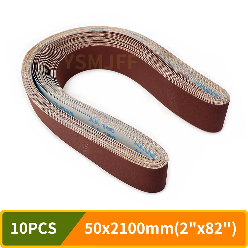 10 SZTUK 50 x 2100 mm Elastyczne taśmy szlifierskie z tlenku glinu 2 x 82 cale Taśmy szlifierskie 40-1000 Grit Taśmy ścierne do drewna Miękki metal