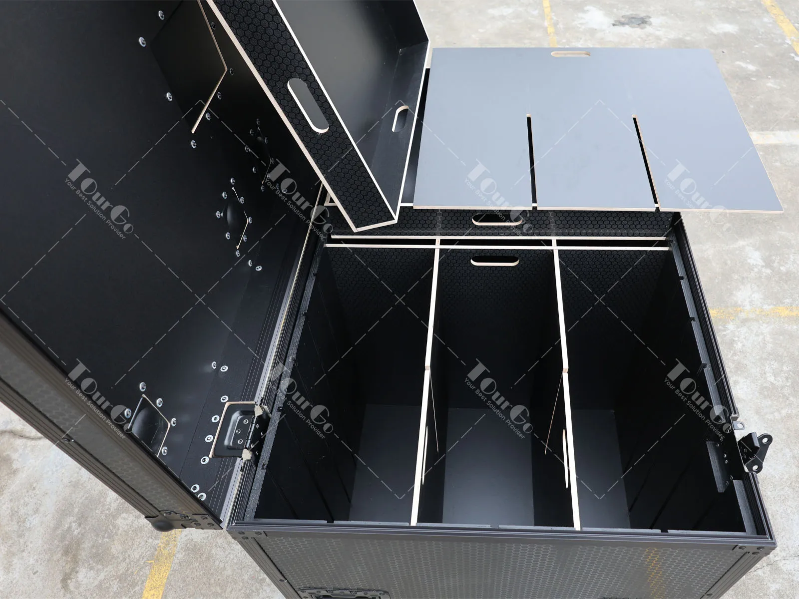 Ganz schwarzer Utility ATA Flight Case Truck Storage Road Case mit Organisationsteilen