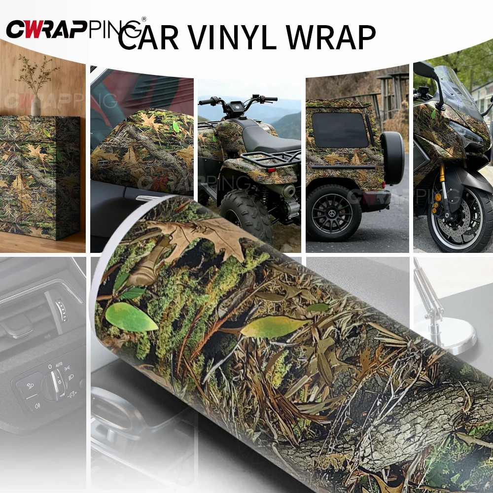 Waterproof Wrap Foil Car Styling and Trim Self-adhesive Leaf Camouflage Car Sticker Vinyl for Motorcycle Bubble Free Stickers