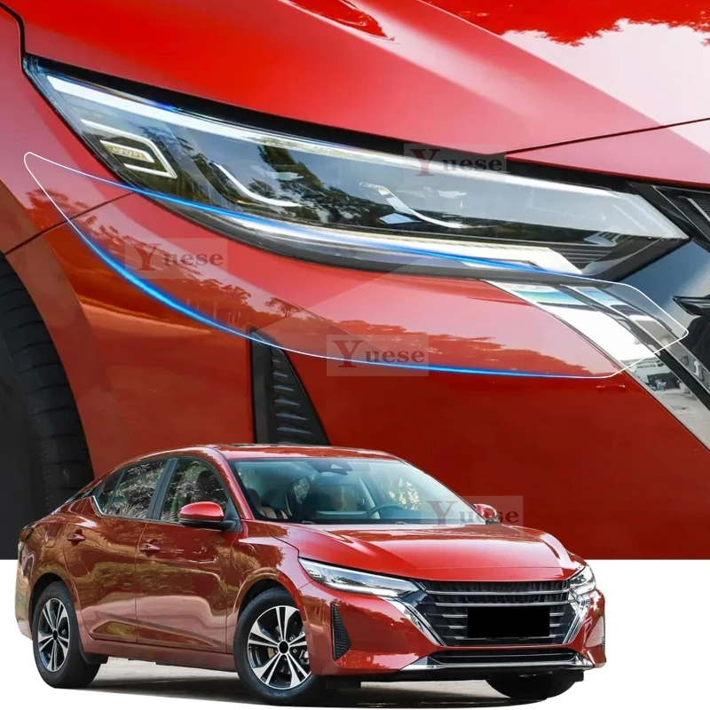 

For Nissan Sentra 2020-2023 2 Pcs Car Headlight Protective Film Transparent Smoked Black TPU Sticker