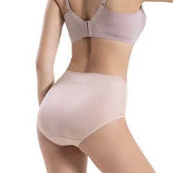 Silk High-waisted Underwear Women's Thin Mulberry Silk Belly-free Shorts Loose Super Large Size Briefs