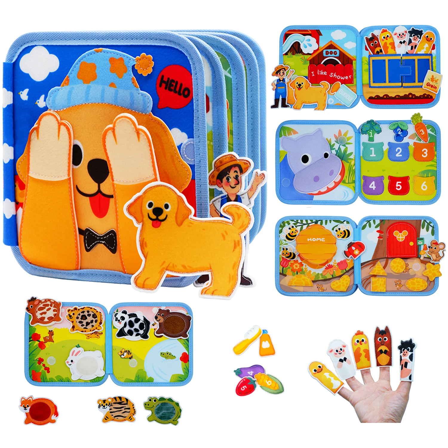 

Доска Монтессори для малышей, фетровая книга «сделай сам», тема собаки, дошкольная обучающая деятельность, мелкая моторика, игрушки для путешествий