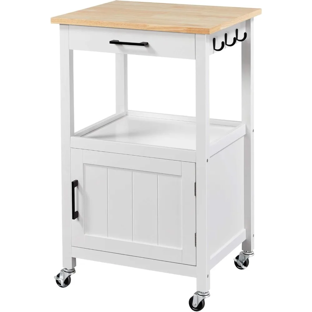 

Rolling Kitchen Island with Single Door Cabinet, Kitchen Cart with Drawer on Swivel Wheels