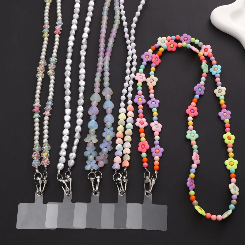 

120cm Bevel Design Anti-lost Phone Lanyard Rope Neck Strap Colorful Portable Acrylic Cell Phone Chain Accessories Gifts Outdoor