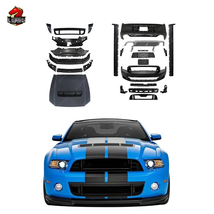 for  GT500 Body kit For Ford Mustang 2013y-2014y Auto Car Modification Front Rear Bumpers Side Skirts Hood