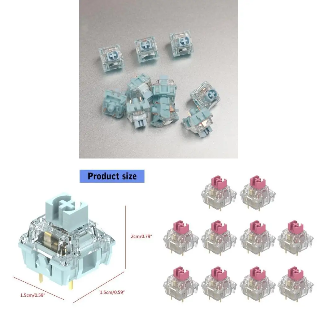 

652f 10pcs TTCS Silence Голубоватые белые переключатели V2V3 Тактильные переключатели для механических игровых клавиатур 3PIN