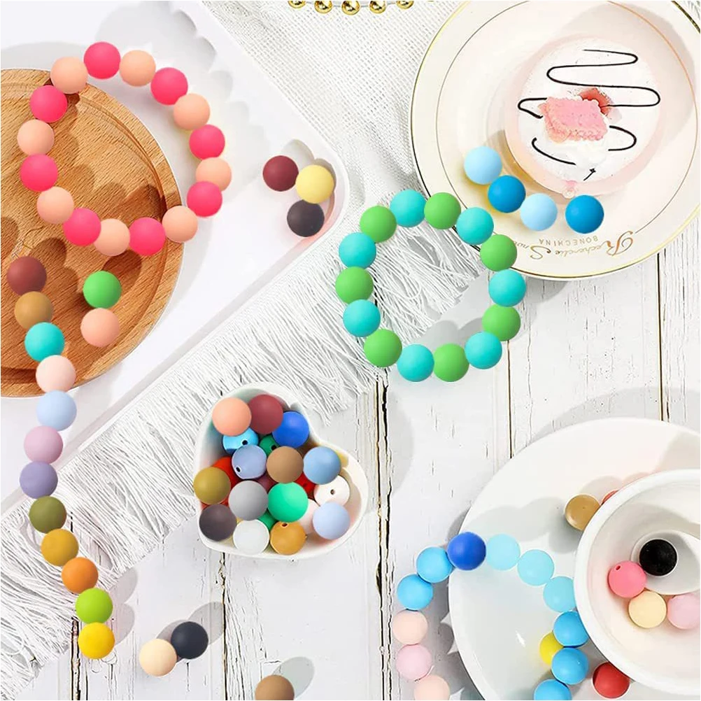 

100pcs Silicone Beads Jewelry Accessories Premium Quality Multi-Color Comfortable Safe for DIY Crafts Keychain for Jewelry