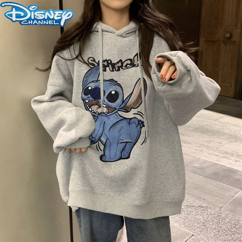 

Disney Stich Hooded Sweatshirt Kawaii Anime Cartoon Printed Accessories Hoodie Men's and Women's Long Sleeved Casual Top