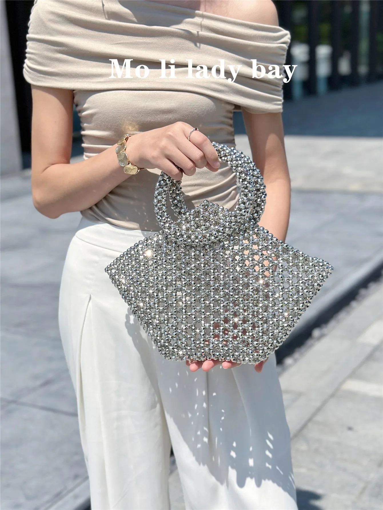 

Beads Beaded Woven Handmade Clutch Purse Fashion Hollow Out Beads Beading Women Handbag Wedding Party Banquet Bag Shoulder Bag