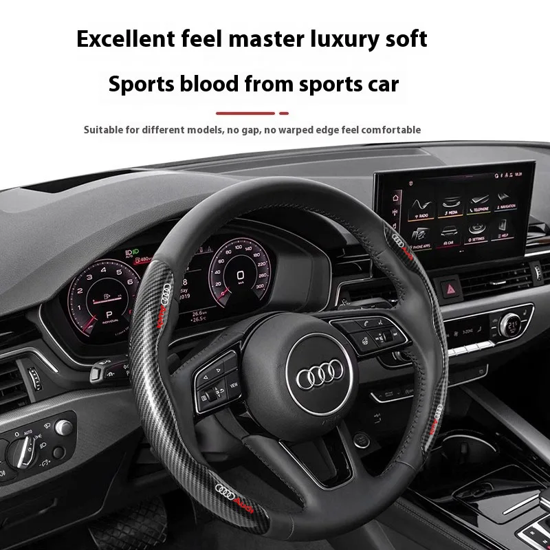 Auto Carbon Fiber Non-slip Lenkrad Abdeckung Für Audi Sport S Linie A3 A4 A5 A6 A7 A8 Q2 Q3 Q4 Q5 Q7 Q8 S3 S4 S5 S6 RS3 RS4 TT