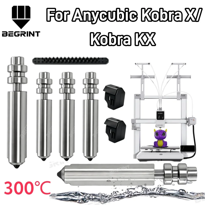 

300℃ High Temp One-piece Bimetal Nozzle for Anycubic Kobra X KX 0.2/0.4/0.6/0.8mm Hotend Replacement 3D Printer Parts