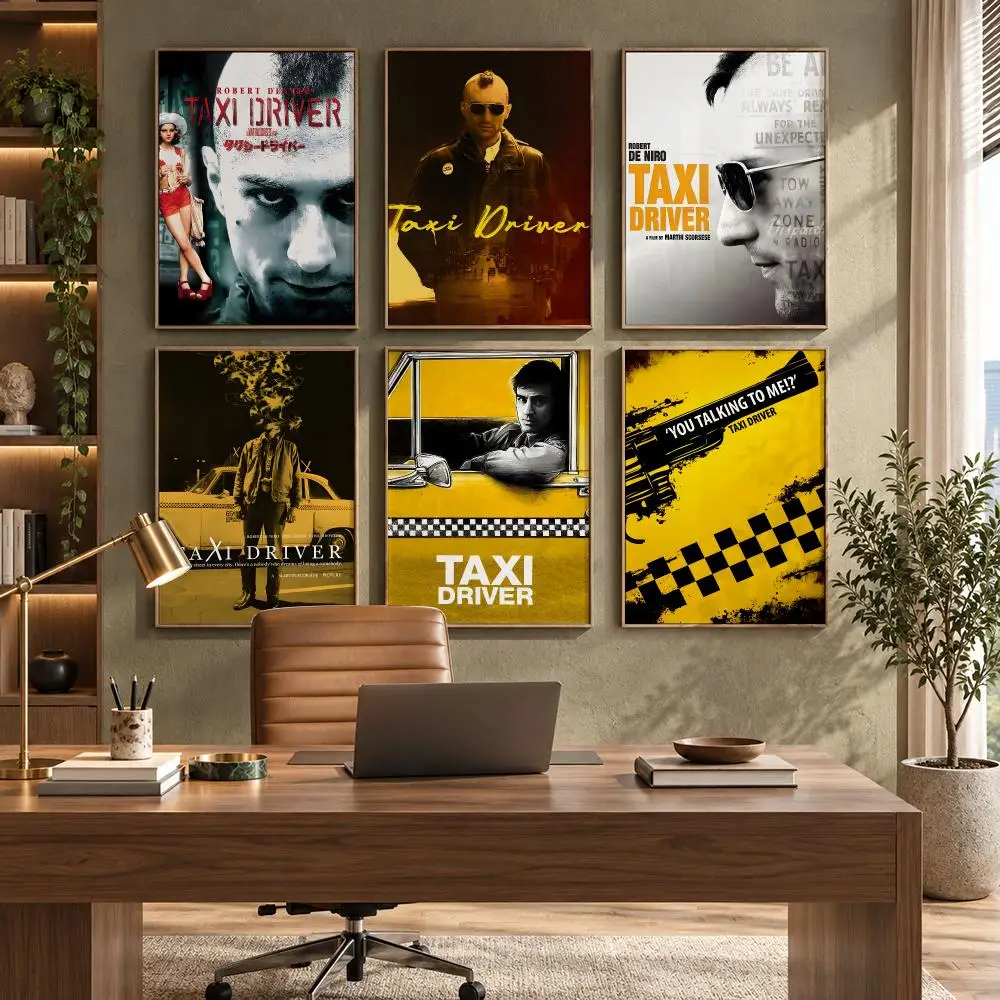 Taxi Driver 70s Classic Movie Poster Self-Adhesive PP Paper HD Wall Decal for Study Living Room Garage DIY Gift