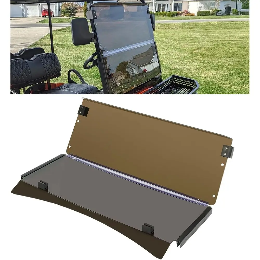 

ront Tinted Windshield Compatible with 2014+ EZGO TXT Gol Cart olding Windsn Plastic