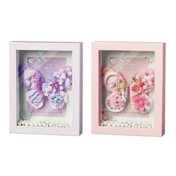 Dreamy Butterfly Model Assemblage Building Blocks MOC Fantasy Picture Frame Ornaments Home Decorations Kids Toys Gifts for Girls