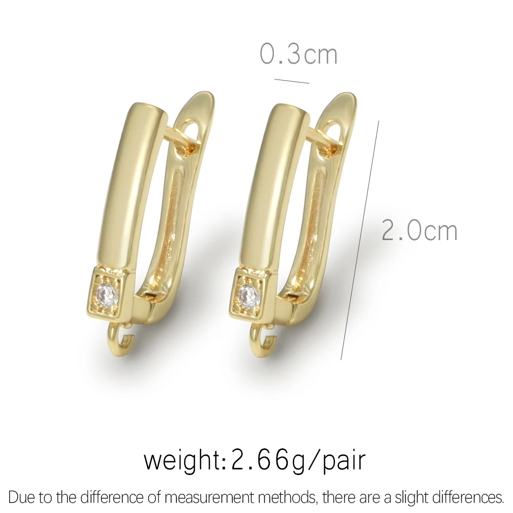 DARENLI 1 Pair 18K Gold/Rhodium Plated Earring Hooks With Zircon DIY Jewelry Making Accessories Wholesale Hypoallergenic